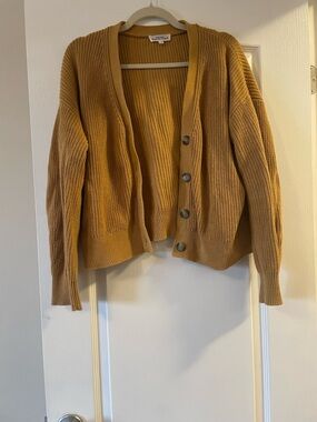 Cotton Ribbed Button-Front Cardigan Sweater